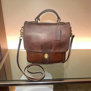 VTG Coach Station Bag 5130 Mahogany Leather Brass Crossbody Satchel 90s USA + Ta